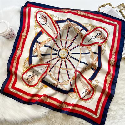 Women 70*70Cm Square Silk Scarf/Scarves Luxury Wrap  Hair Tie Band Bag Warp Soft Neckerchief Hijab Headscarf Female Foulard