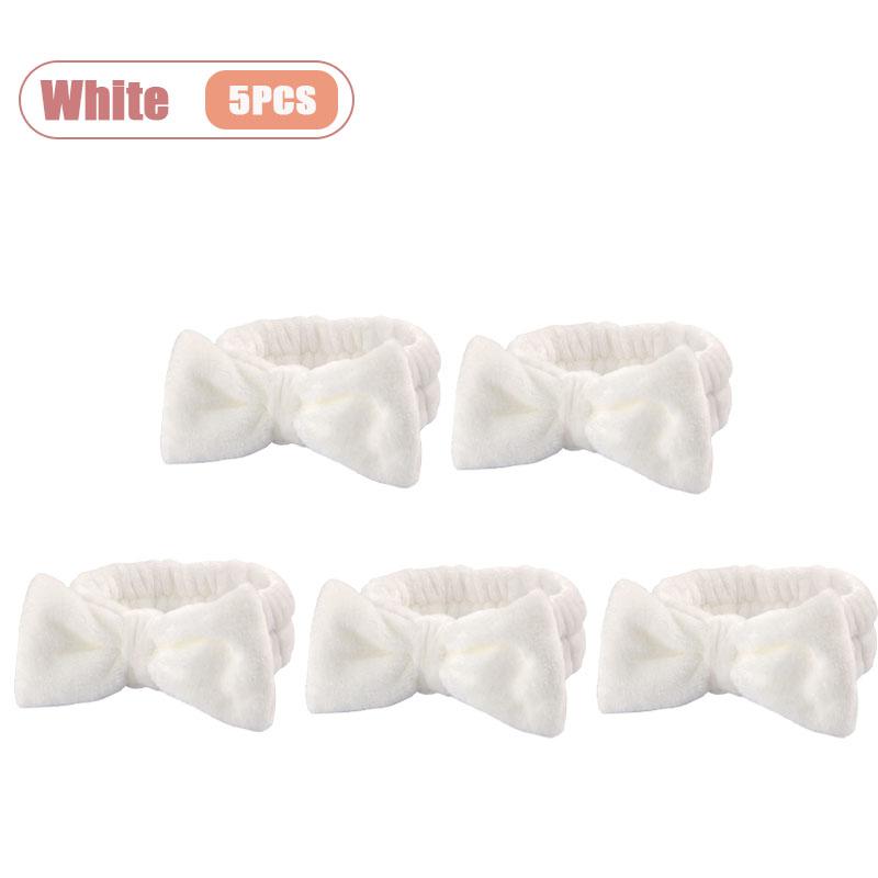 1-20PCS Soft Coral Fleece Headband for Face Washing Makeup Bow Design Hair Hoop Light Beige Yoga Turban for Girls Women