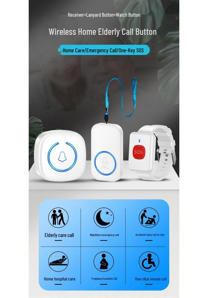Allarme di Emergenza Wireless a Pulsante Unico per Anziani e Chiamata di Soccorso Remota