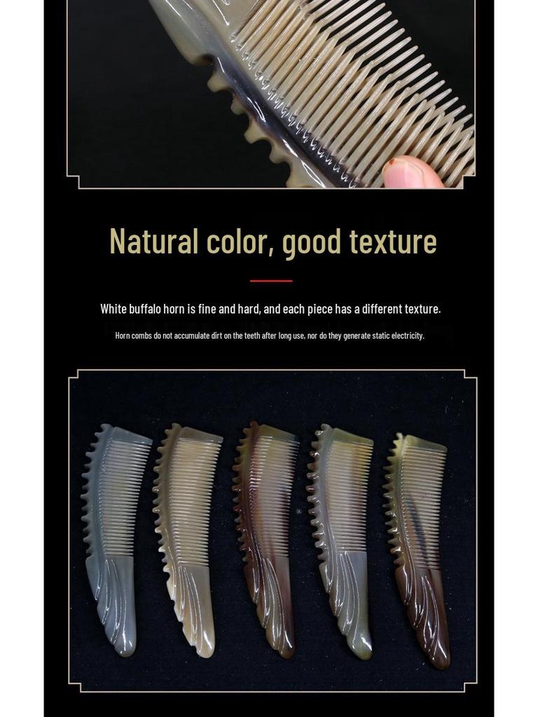 Thickened Premium Engraved White Buffalo Horn Comb - Multiple Styles Available
