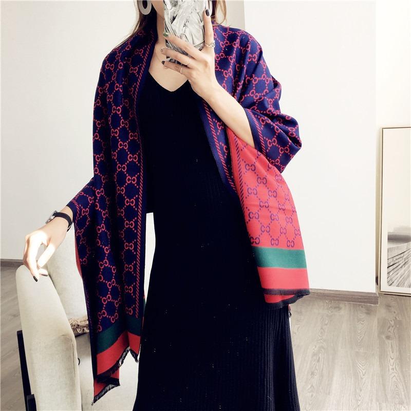 Hot-selling letter imitation cashmere scarf for women, thickened warm double-sided shawl in autumn and winter, versatile scarf