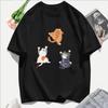 Three Cats Climbing Upwards And Escaping Print T-Shirt Women Soft Y2K T Shirts Cotton Casual Woman Clothes Crewneck Oversize Top