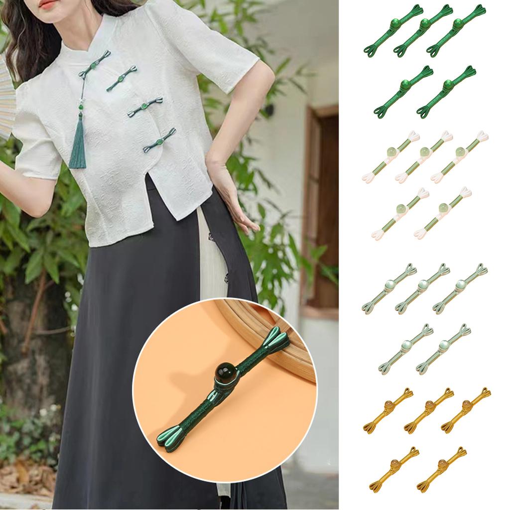 Sewing Closure Buttons Jade Bead Frog Fastener Buckles for Tang Suit Dance National Dress Chinese Cheongsam Button 5pcs