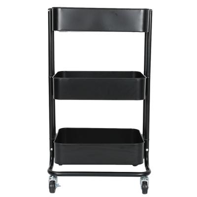 Hair Salon 3 Tiers Trolley Cart Slim Rolling Storage Rack Trolley with Wheels Black