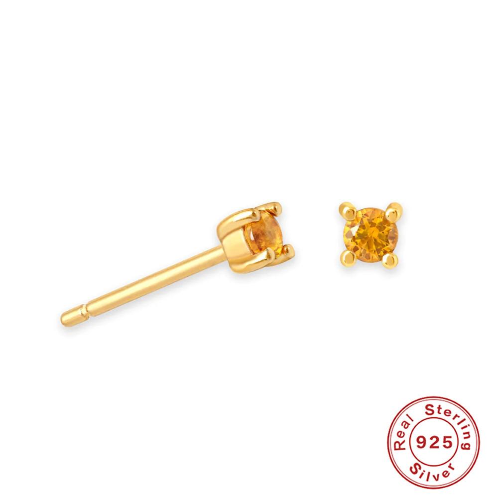 S925 Sterlingsilber Vier-Krappen Zirkonia Ohrstecker Mini Farbiger Diamant Monats-Geburtsstein Diamant-Set Paar Ohrschmuck