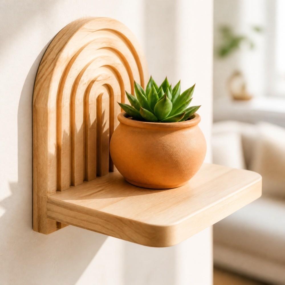 Multi Tier Wall Plant Holder Solid Wood Wooden Wall Shelf Blank Wall Space