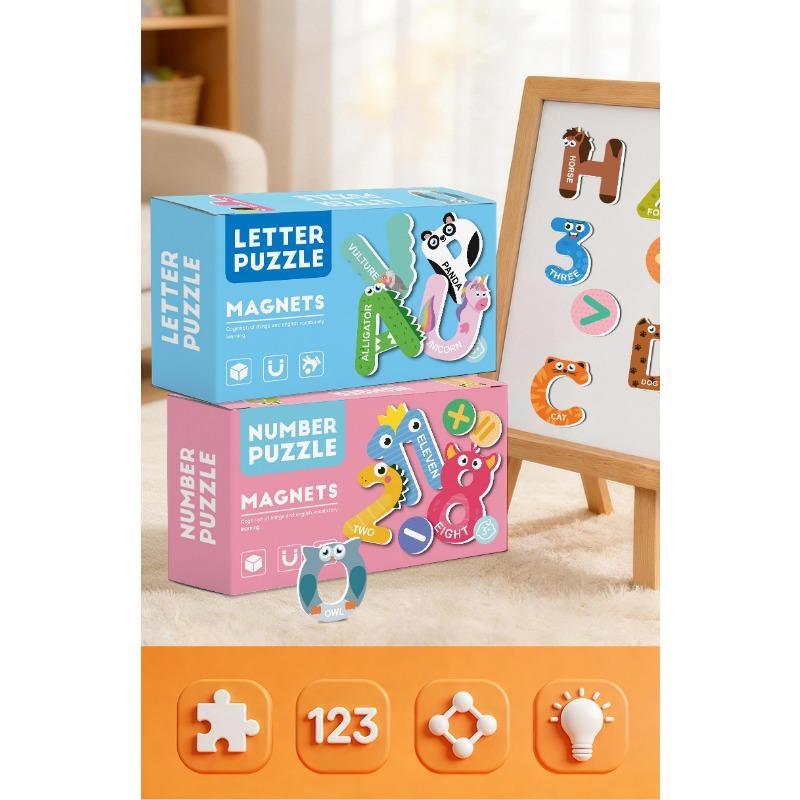 Kids Educational Magnetic Alphabet Animal Number Arithmetic Puzzle Early Learning Intellectual Toy