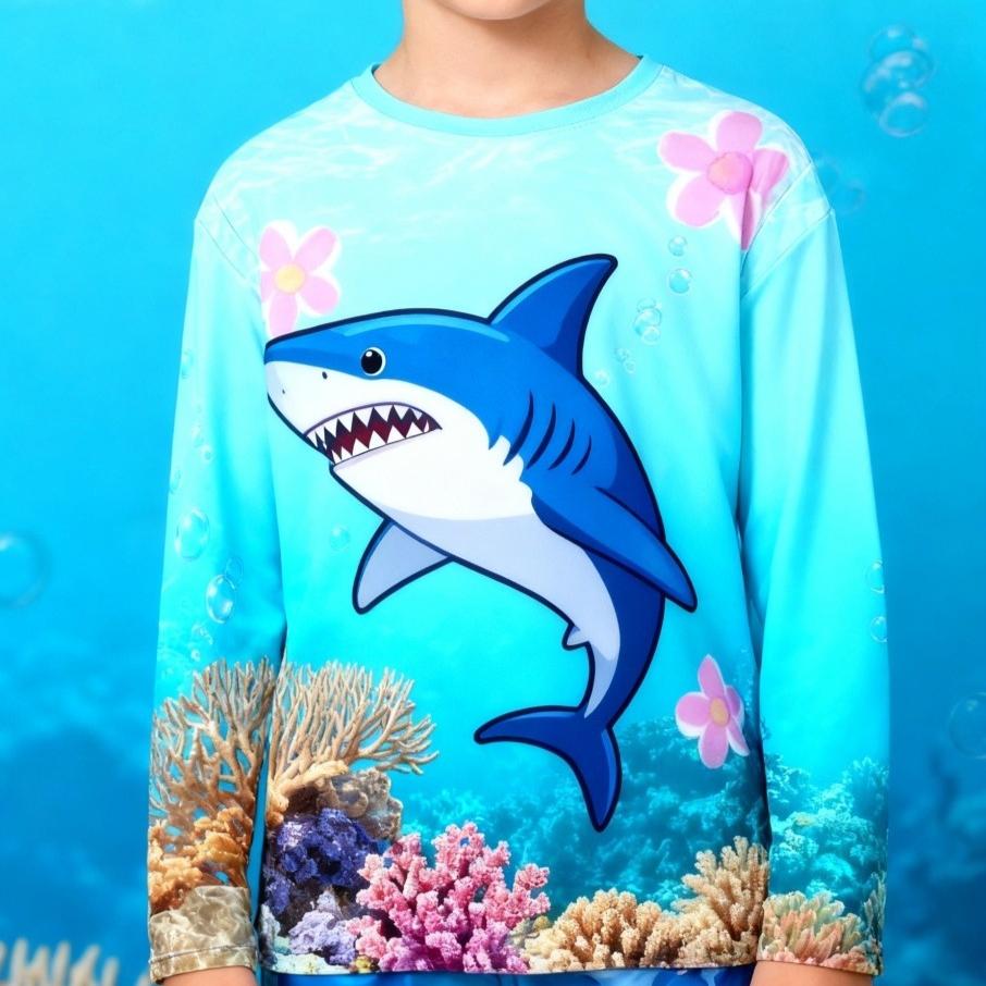 Sea Animal Fish 3D Printed T Shirt Comfortable Polyester Boys Girls Children Long Sleeve T-Shirt Kids Clothing