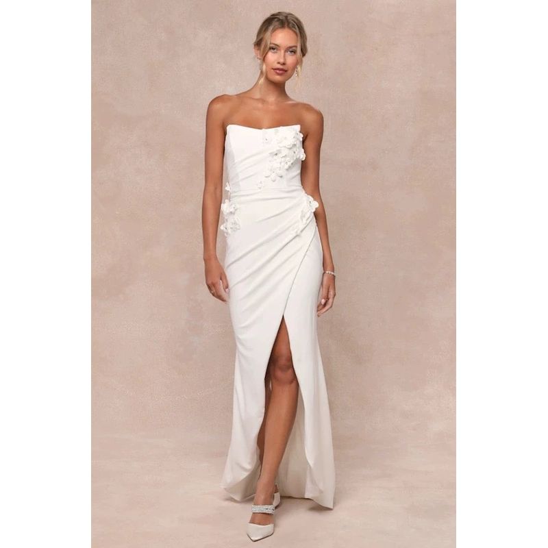 

Экспорт Однотонный Лу Фея Чисто Белая Аура Взрослая Женственная Женщина Топ-Труба Трехмерный Цветок Высокое Качество Вечеринка Вечернее Платье Платье Fairy White XL