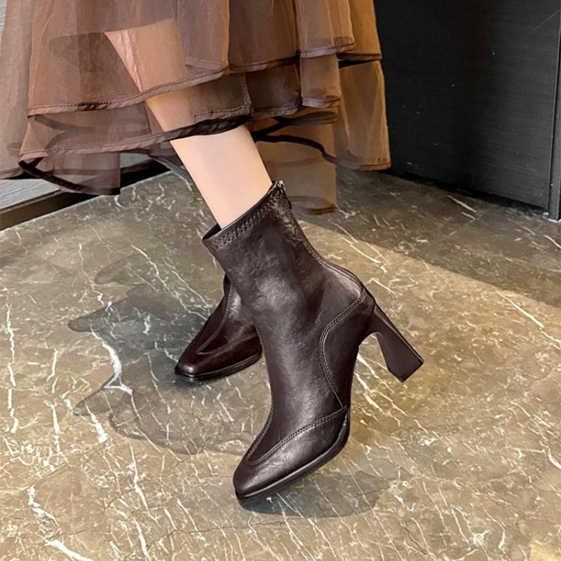 Fashion 2025 New Casual and Comfortable Women Short Ankle Boots Elegant High Heels Shoes Winter Pumps Goth Designer Fad Chunky Boots
