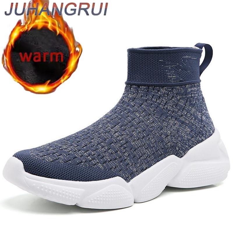 Womens Platform Sock Shoes New Fashion Casual Sneakers Winter Plush Womens Cotton Shoes Lightweight Womens Slip On Sock Trainers