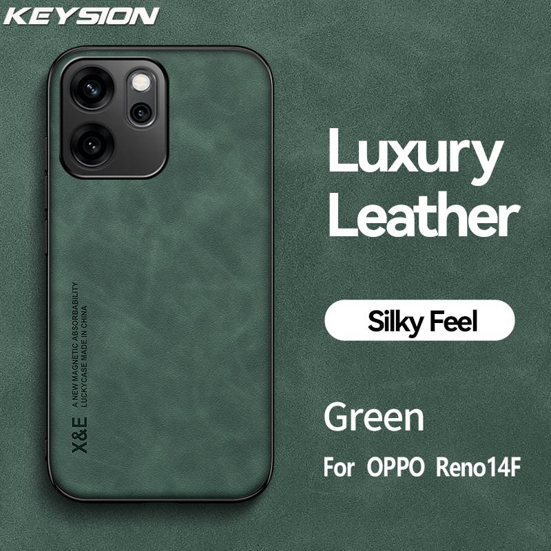 

KEYSION Luxury Retro PU Leather Case for OPPO Reno14 F 5G Soft Silicone+PC Shockproof Phone Back Cover for OPPO Reno 14F 5G for OPPO Reno14 F 5G