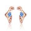 Popular Blue CZ Irregular Geometric Stud Earrings for Women Fashion Zircon Party Gift