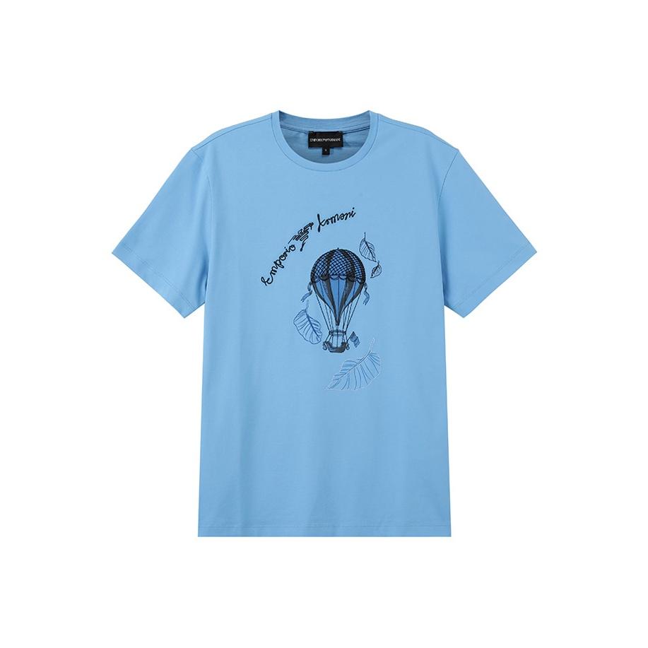 

Emporio Armani SS24 Logo Embroidered Crew Neck Short Sleeve T-Shirt Men tops Blue 6R1T8Q-1J7FZ-0720 XXL