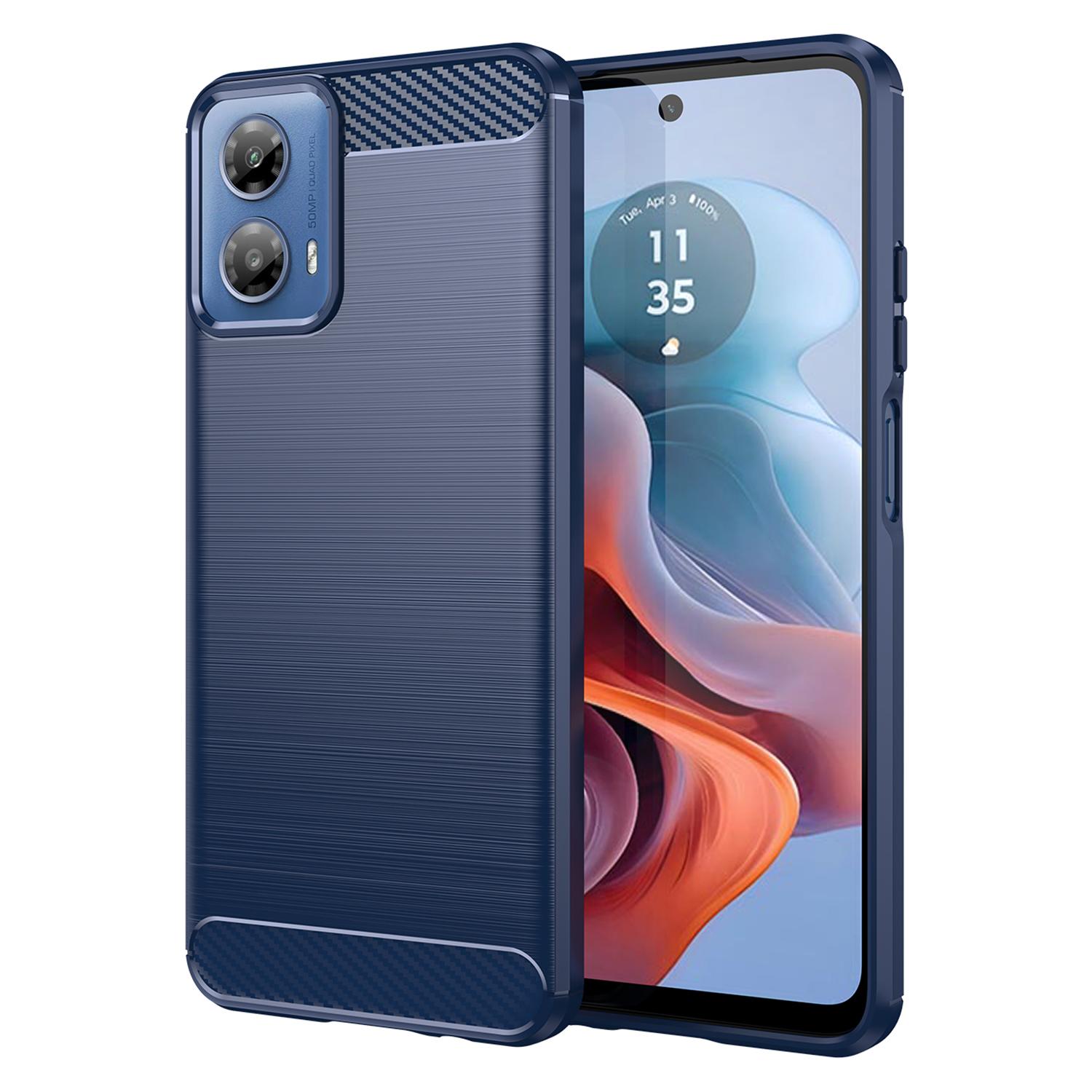 

Для Motorola Moto G45 5G/G34 5G Чехол из матового ТПУ с текстурой углеродного волокна Blue