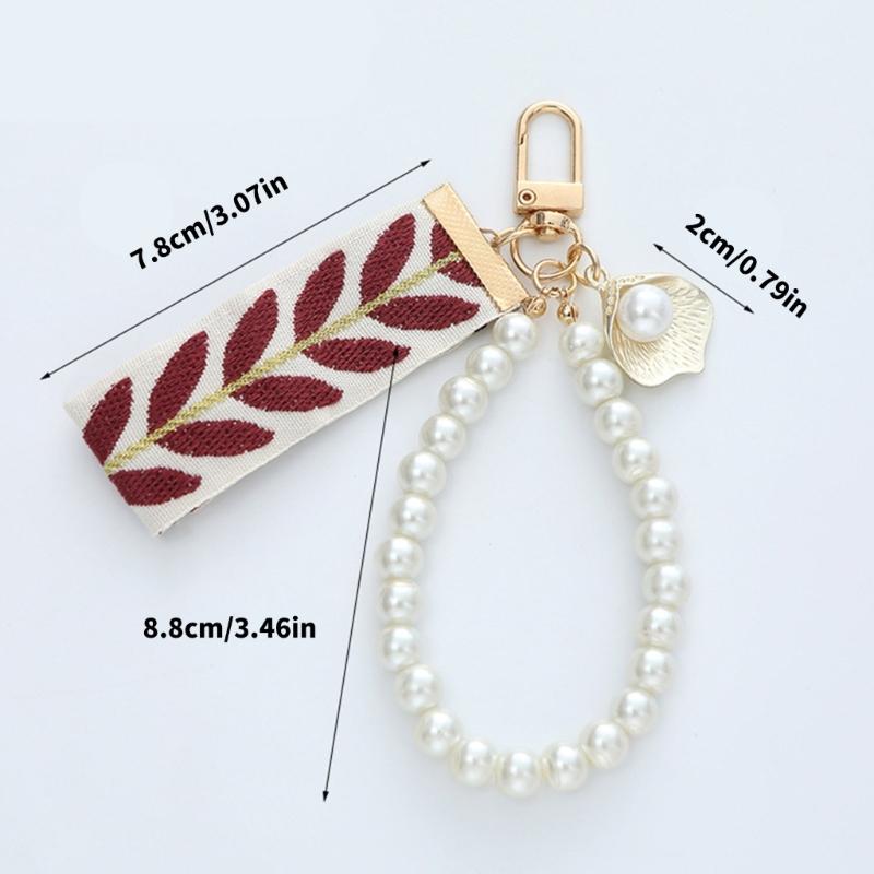 Delicate Beaded Keychain Pearls Alloy Keyring Women Accessory Suitable for Handbags and Daily Use Items
