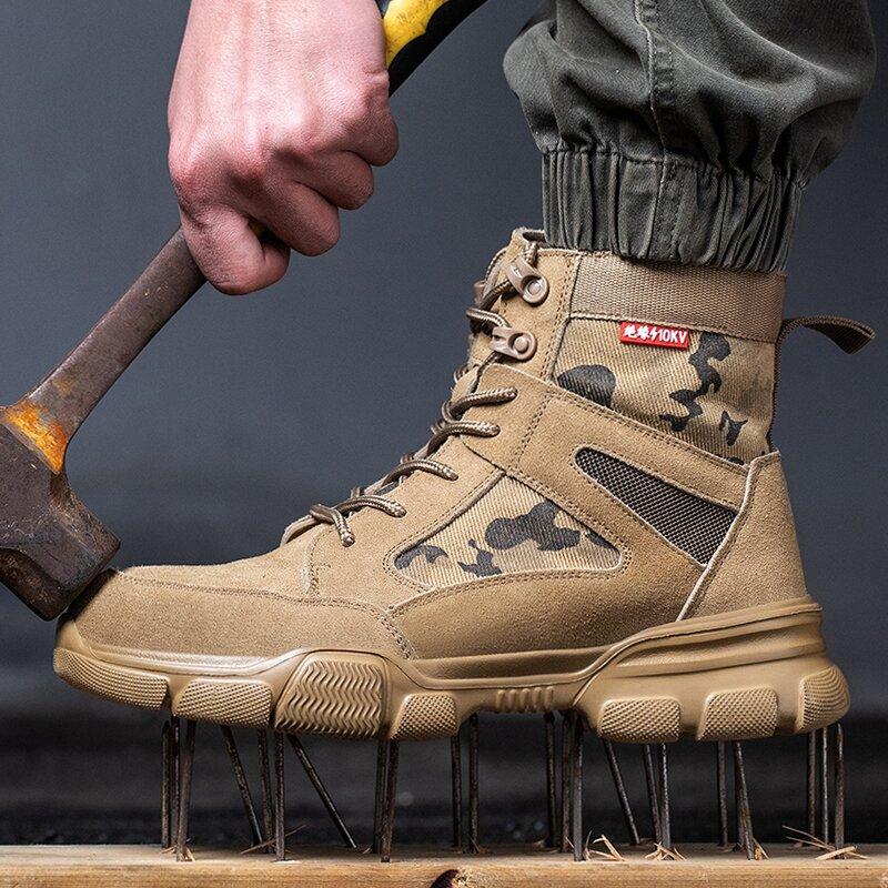 Fashion Work Men's Safety Shoes Indestructible Shoes Puncture-Proof Men Steel Toe Shoes Male Security Protective Shoe Outdoor Men Boots