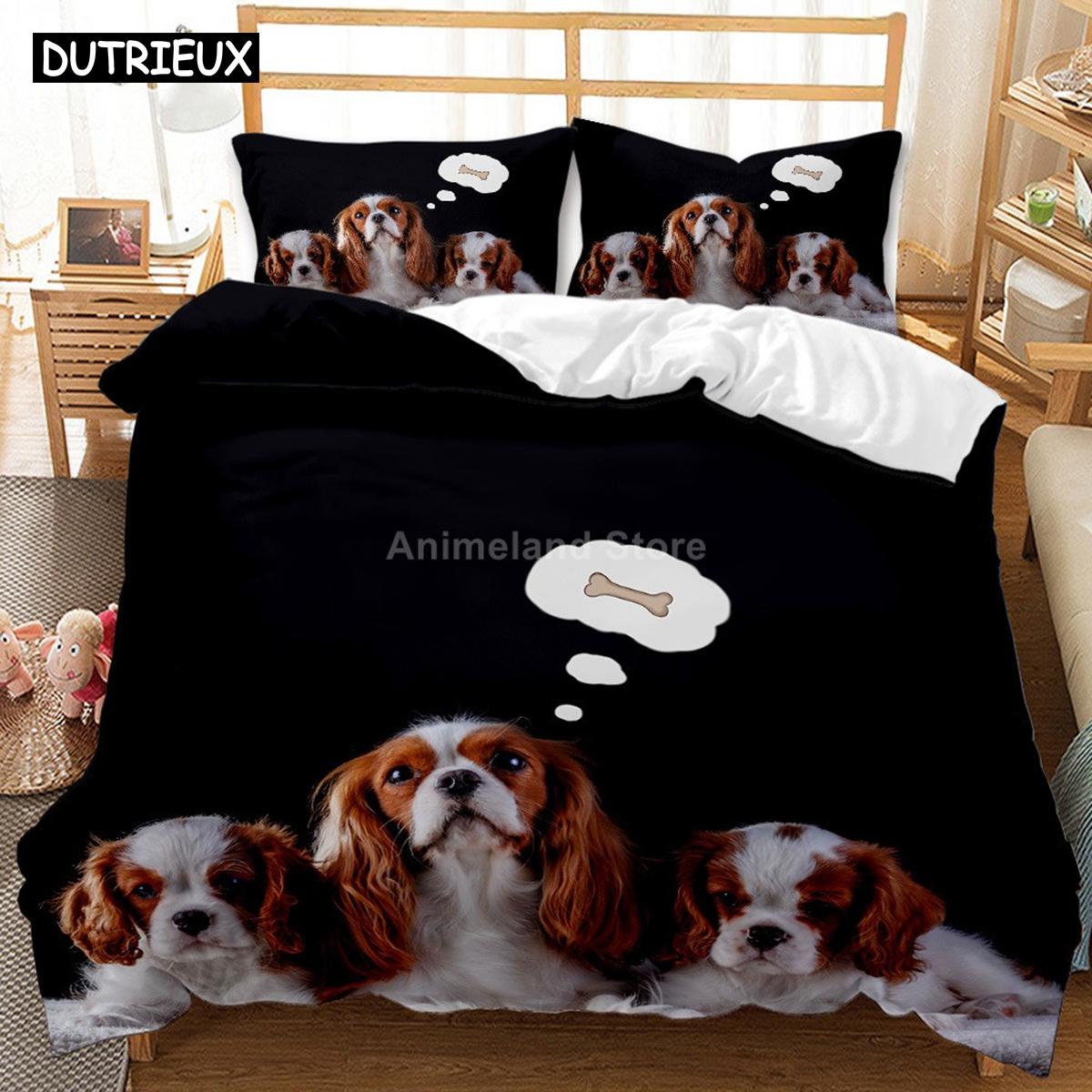 

Comforter Lovely Dog Dalmatian Bedding Set 3D Luxury S Comforter Queen King Single Size Black White Animal Pet Comforter (quilt)-EU Single(135*200cm)3pcs