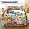 Coffee Pattern Bedding Quilt Set Quilt Cover Pillowcase Home Decoration Gift (1 * Duvet Cover + 2 * Pillowcase, Without Core)