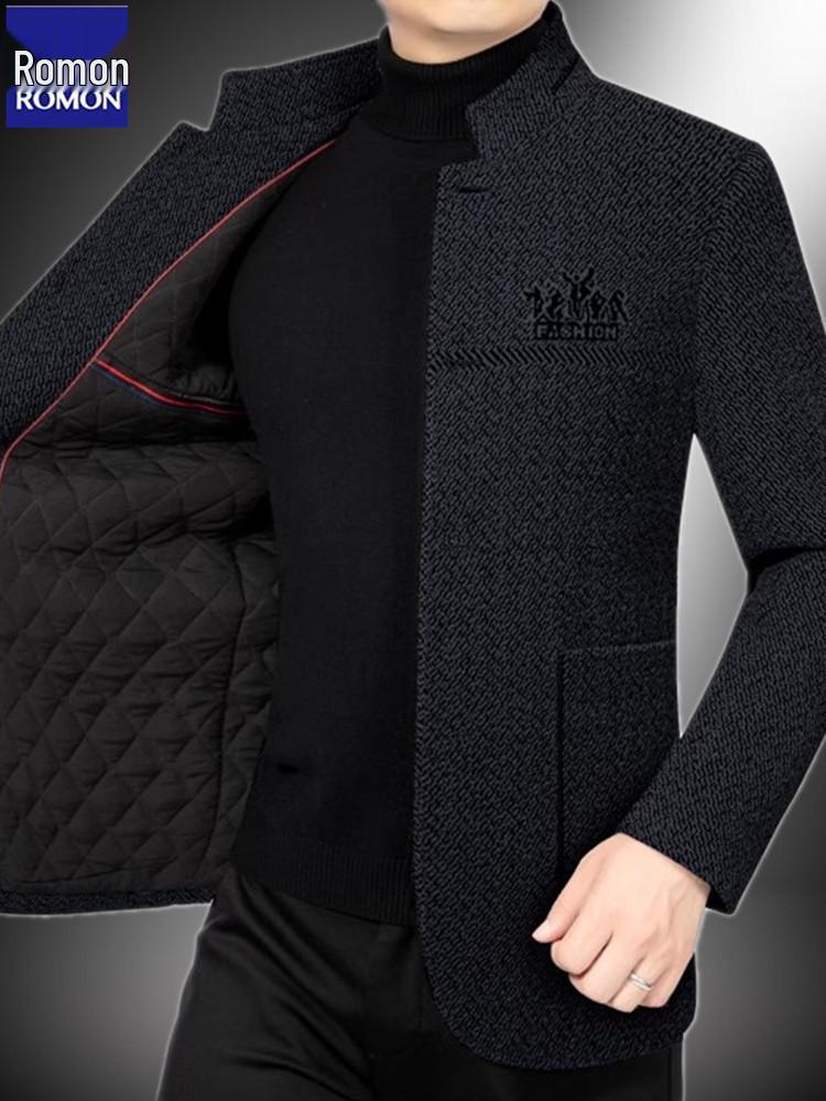 LOMON Men's Wool Jacket: Business Casual Autumn Outerwear for Middle-aged & Young, Plus Size, High-end Dad's Style.