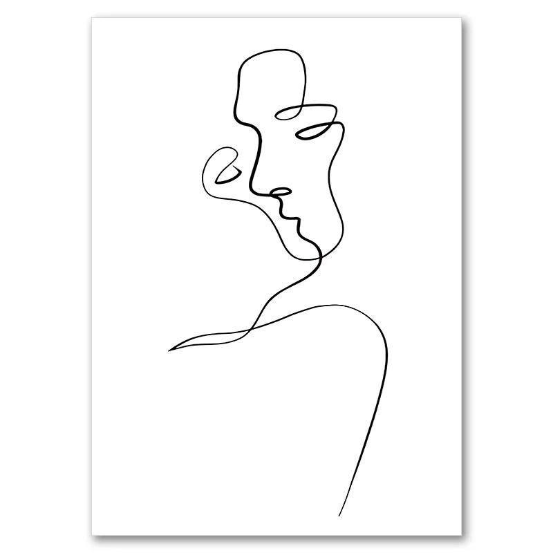 

1 шт. настенное украшение постер спальня декор для комнаты абстрактные простые украшения для дома линии лицо холст картины постеры картинки без рамки 21*30cm No Frame