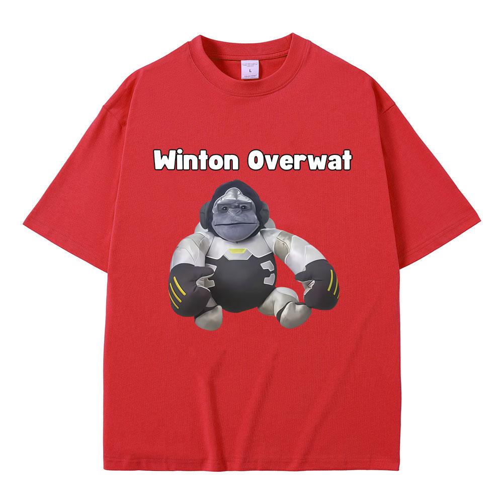 Winton Overwat Monkey Funny Meme Tshirt Men Women Fashion Oversized Short Sleeve T Shirts Male Casual Vintage Cotton Tshirts