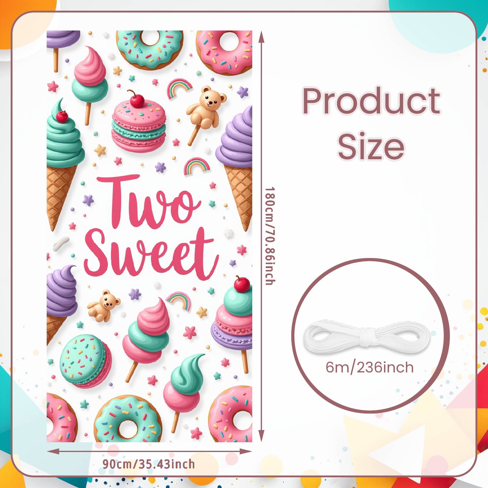 

Birthday Display Sprinkle Detail Dessert Party Banner Birthday Background Ice Cream Design Two Sweet Banner For 2nd