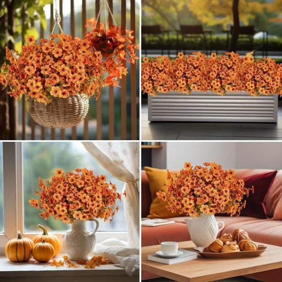 5/12Pcs Fall Artificial Violet Flower Realistic Fake Silk Flower Home