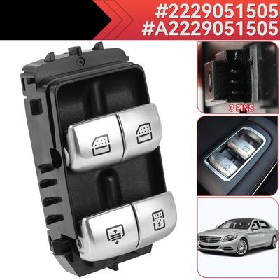 For Mercedes-Benz W222 S550e S600 S63 14-17 Rear Left Right Electric Window Control Switch Power Button 2229051505 A2229051505