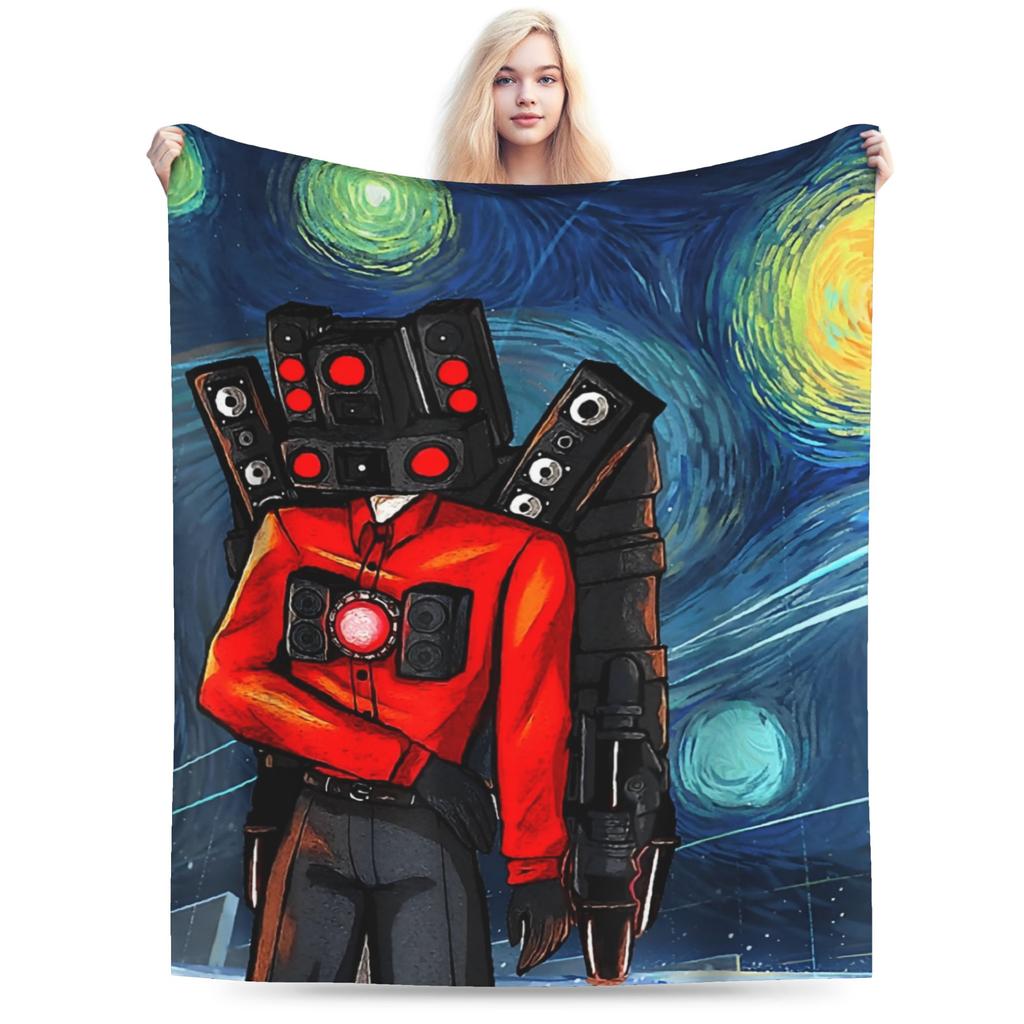 Coperte Titan Speakerman Skibidi Toilet Coperta Plaid in Lana Biancheria da Letto Decorazione Divano Copriletto Ultra Morbido Caldo