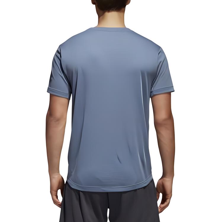 Adidas T Shirts Men's Haze Blue Crew Neck Moderate CE0817