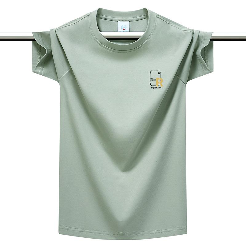 Plus Size Men's T-shirt 220g Heavyweight Cotton Solid Color Loose Fit Casual Summer Tee Top