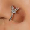 Nose Clip Non-Piercing U-shaped Sexy Retro Gift Bling Rhinestone Butterflies Fake Nose Cuff Hoop Ring Fashion Jewelry