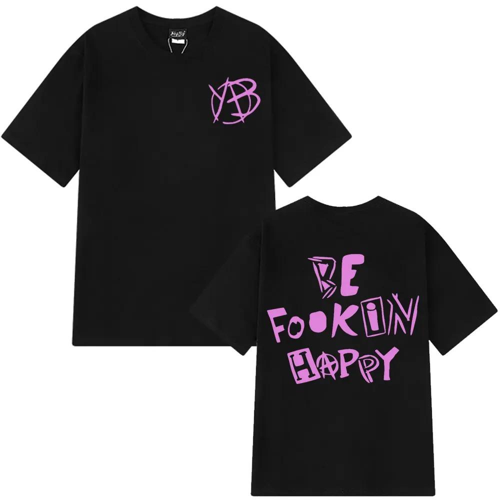 Koszulka Rockowa Piosenkarz Yungblud Be Fookin Happy Letnia Casualowa Koszulka Kobiety Moda Hip Hopowa T-Shirt Wysoka Jakość Harajuku miękka
