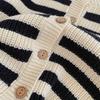 Herbst 2025 Gestreifter Baumwoll-Strampler & Strickjacke Set für Kleinkinder