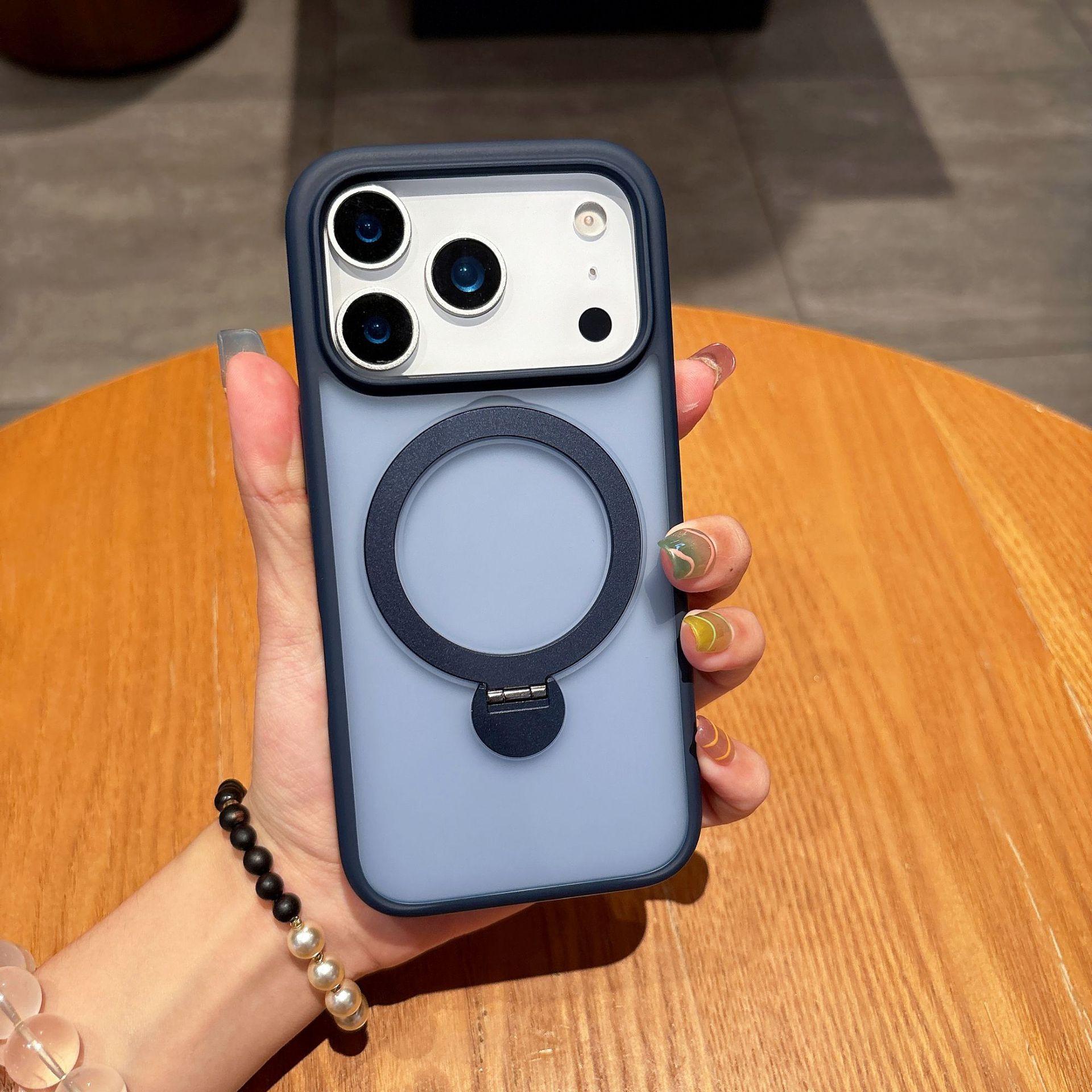 

Suitable for IPhone17promax Matte Touch Phone Case 360 Degree Rotating Magnetic Stand, Apple 16 Protective Case iPhone17