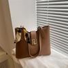 Capacity Large Simple Shoulder Bag With Solid Color Design And Decoration Scarf