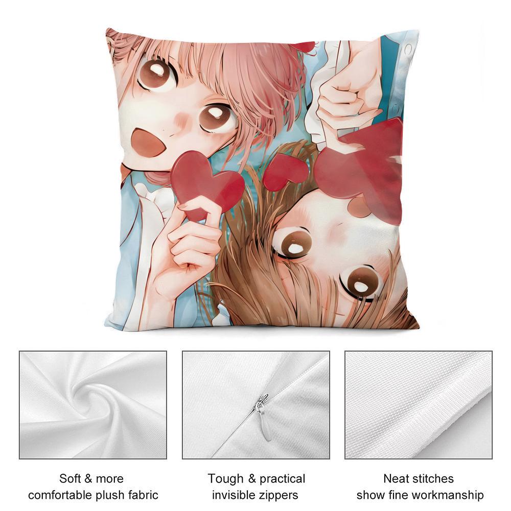 Blue Box Anime Pillow Case Living Room Sofa Decorative Cushion Cover Simple Household Light Luxury Printed Pillow