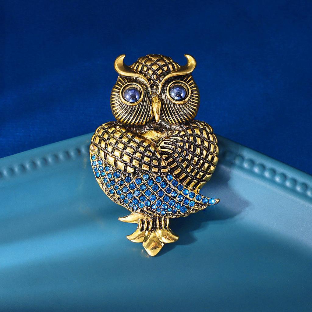 Vintage Owl Brooch Elegant Alloy Jewelry With Crystals Rhinestones for Women Men Gift for Fashion Accessories