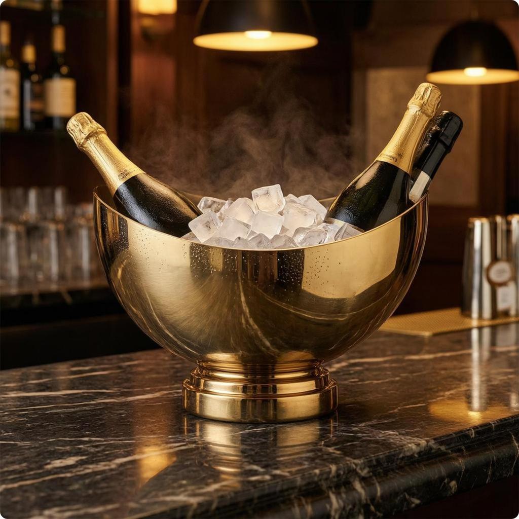 Stainless Steel Ice Tub OnePiece Wine Beverage Thickened Drink Container Wide Bowl Silver