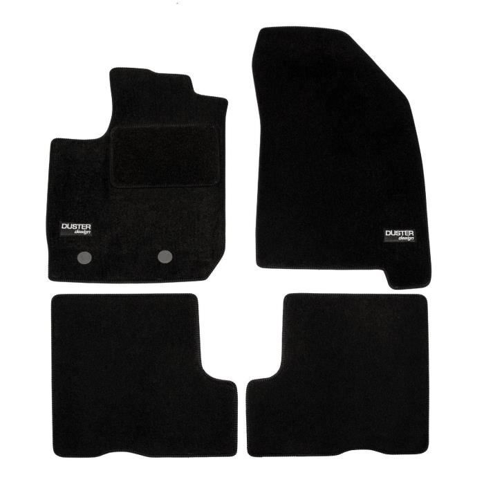 Logo Tapis De Sol Noir Velours Sur Mesure Pour Dacia Duster 4x4, 4x2, depuis 2018, 4pcs, Ajustement précis, Base Antidérapante