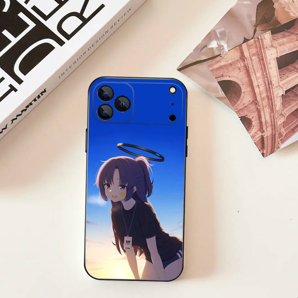 Hayase Yuuka Blue A-Archive Phone Case For iPhone 11,12,13,14,15,16,17,Pro,Max,Plus,E,SE4,Air,Mini Black Soft Cover