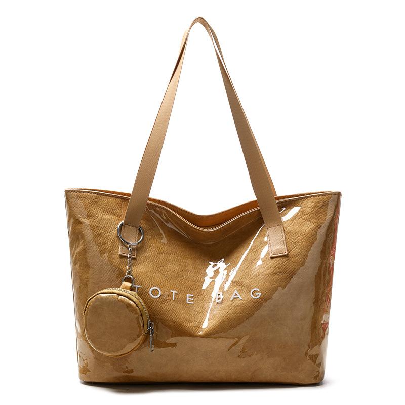 Large Capacity DuPont Paper Jelly Bag Fashion Versatile Transparent Waterproof Tote Bag Commuter Tote Bag