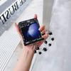 PU Leather Bead Wrist Strap Phone Case for Samsung Galaxy Z Flip 6 5 4 3 5G Hinge Protection Shockproof Cover