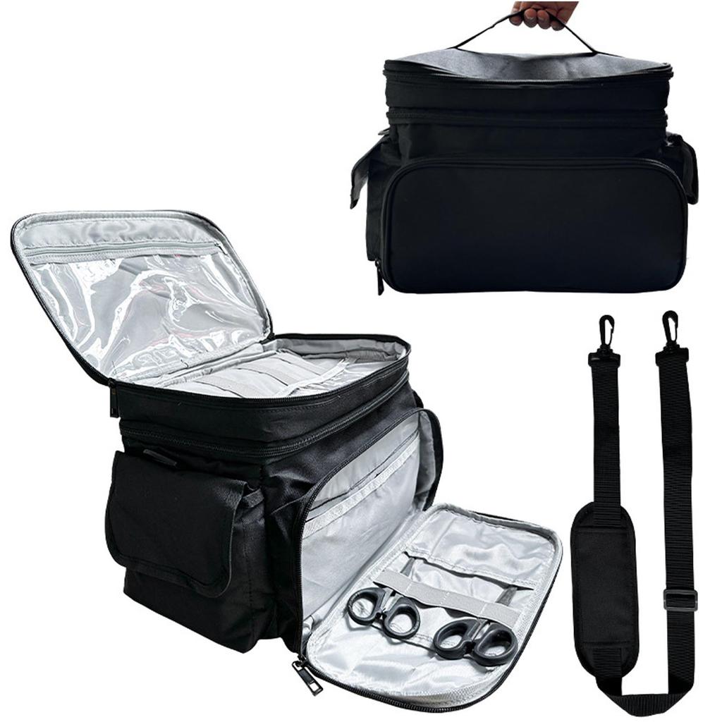 Sewing Supplies Storage Bag 2 Layers Oxford Cloth Sewing Accessories Bag with 2 Detachable Dividers for Scissors Pins Needles