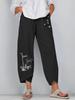 European & American Summer Casual Loose Cotton Linen Butterfly Print Wide-Leg Pants for Women 3199