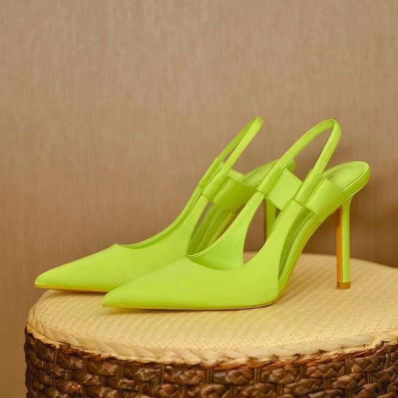 Fairy pink high heels female 2025 new pointed French stiletto muller shoes casual wear bag head sandals tide