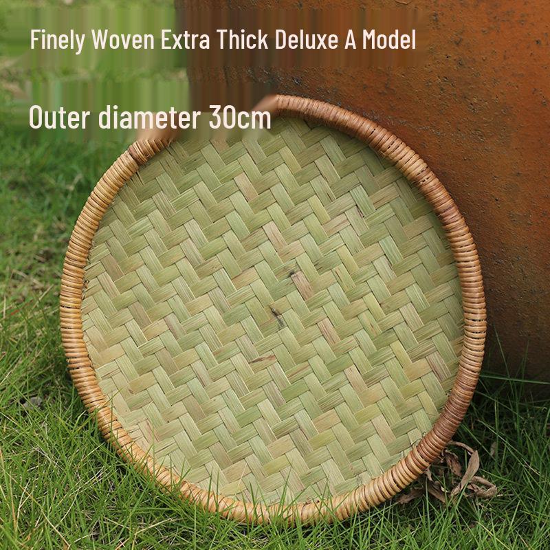 Large Handmade Bamboo Winnowing Basket - Round Woven Tray/Sieve for Drying or Decoration