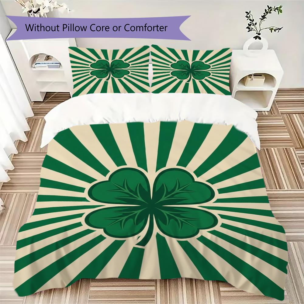 Leaf Clover Pattern Bedding uilt Set uilt Cover Pillowcase Home Decoration Birthday Gift (1 * duvet cover + 2 * pillowcase  without core)58