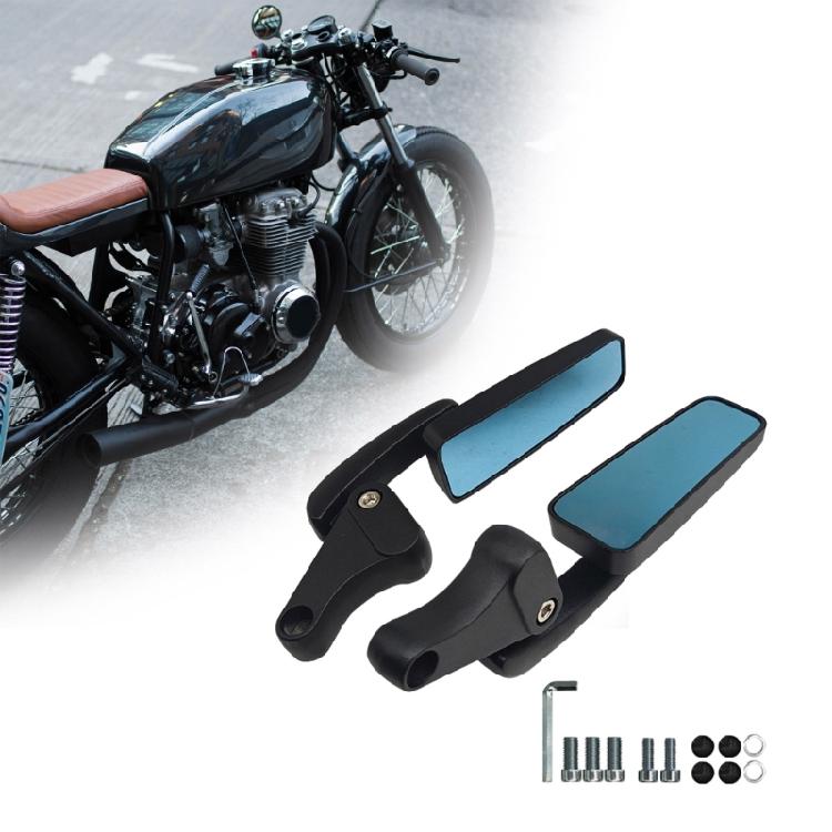 Motorcycle Scooter Rectangle Rearview Mirror Angle Adjustable Handlebar Mount Mirrors Blue Glass Rear View Mirror